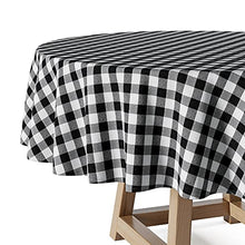 Barnyard Designs Round Buffalo Check Tablecloth, 100% Cotton, Rustic Farmhouse Style Cloth Dining Table and Kitchen Decoration, Black/White, 70” x 70”