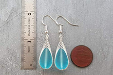 Yinahawaii Handmade Sea Glass Earrings, Hawaiian Jewelry, Braided Turquoise Earrings Blue Earrings Teardrop Earrings, Beach Jewelry Sea Glass Jewelry For Women Birthday Gift (December Birthstone Gift)