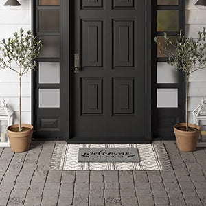 Barnyard Designs ‘Welcome to Our Home’ Doormat Welcome Mat for Outdoors, Large Front Door Entrance Mat, 30x17, Grey