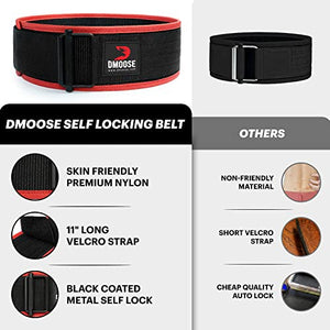 DMoose Auto Locking gym belts, Provides Lumbar Support & Stability, 4" Nylon weight belt lifting women with Adjustable Buckle, workout back belts for men