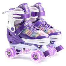 SULIFEEL Roller Skates for Girls with Light up Wheels, 4 Sizes Adjustable Skates for Kids, Purple Roller Skates for Toddler