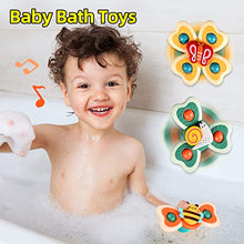 3PCS ALASOU Novelty Spinning Tops Toddler Toys Age 1-2|1 2 Year Old Boy Birthday Gift for Infant|Sensory Baby Bath Toys for Toddlers 1-3|Silicone Suction Cup Spinner Toys for 1 2 Year Old Girl