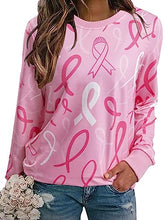 ALLTB Breast Cancer Shirts For Women Pink Ribbon Sweatshirt Cancer Fight Awareness Shirt Faith Casual Long Sleeve Tops