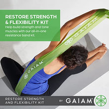 Gaiam Restore Strength and Flexibility Resistance Band Kit Set - 3 Levels of Resistance - Strength Training Workout Bands for Stretching Muscles - Versatile Exercise Tool - Light, Medium, and Heavy