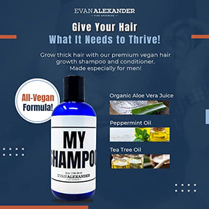 Evan Alexander Grooming MY Shampoo - Supports Hair Growth and Nourishes the Scalp with Peppermint Oil, Tea Tree Oil, Organic Aloe Vera - Vegan - 8 oz - Great Scent