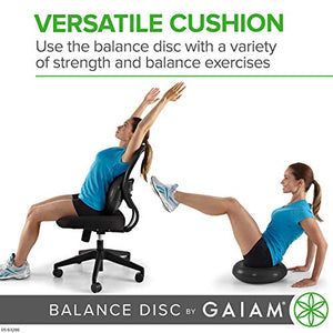 Gaiam Balance Disc Wobble Cushion Stability Core Trainer For Home Or Office Desk Chair and Kids Alternative Classroom Sensory Wiggle Seat - Black