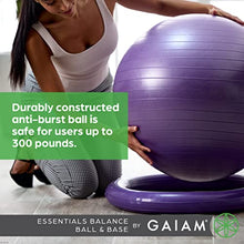 Gaiam Essentials Balance Ball & Base Kit, 65cm Yoga Ball Chair, Exercise Ball with Inflatable Ring Base for Home or Office Desk, Includes Air Pump - Grey