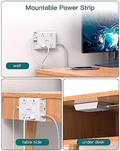 Surge Protector Power Strip, Addtam 5 ft Flat Plug Extension Cord with 4 USB Wall Charger(2 USB C Port), 4 Widely Outlets Desk Charging Station, Home Office and College Dorm Room Essentials