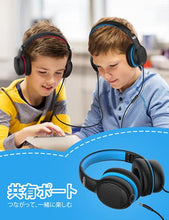 gorsun Premium A66 Kids Headphones with 85dB/94dB Volume Limited, in-line HD Mic, Audio Sharing, Foldable Toddler Headphones, Adjustable, Children Headphones Over-Ear for School Travel, Blue Black