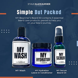 Evan Alexander Grooming MY Beginner’s Beard Kit - Hydrates and Moisturizes - Beard Growth Kit - Simple and Easy Beard Grooming Set - Personal Hygiene Products for Men - Great Fragrance