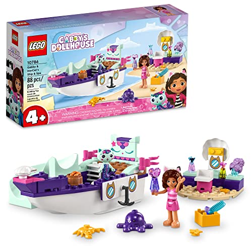 LEGO Gabby's Dollhouse Gabby & Mercat’s Ship & Spa 10786 Building Toy for Fans of The DreamWorks Animation Series, Boat Playset, Beauty Salon and Accessories for Imaginative Play for Kids Ages 4+