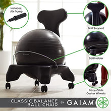 Gaiam Classic Balance Ball Chair – Exercise Stability Yoga Ball Premium Ergonomic Chair for Home and Office, Cool Grey, 24-25" Sitting Height