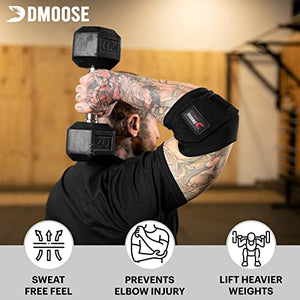 DMoose Elbow Wraps for Weightlifting, Bench Press, Cross Training & Powerlifting for Men and Women - 40" Nylon (1 Pair) Elbow Straps - Increases Stability of Joints and Supports Injury Recovery