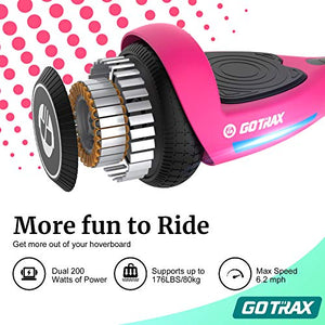 Fluxx FX3 Hoverboard with 6.5" LED Wheels & Headlight, Max 3.1Miles Range & 6.2mph Power by 200W Motor, UL2272 Certified Approved and 65.52Wh Battery Self Balancing Scooters for 44-176lbs Kids Adults (Pink)