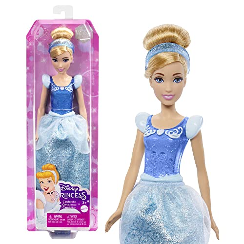 Mattel Disney Princess Dolls,Cinderella Posable Fashion Doll with Sparkling Clothing and Accessories,Disney Movie Toys