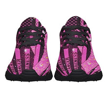 Breast Cancer Awareness Shoes Women Fashion Running Sneakers Breathable Casual Sport Tennis Shoes Black Size 7