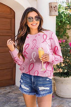 ALLTB Breast Cancer Shirts For Women Pink Ribbon Sweatshirt Cancer Fight Awareness Shirt Faith Casual Long Sleeve Tops