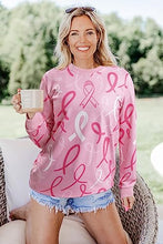 ALLTB Breast Cancer Shirts For Women Pink Ribbon Sweatshirt Cancer Fight Awareness Shirt Faith Casual Long Sleeve Tops