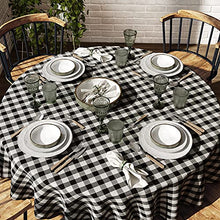 Barnyard Designs Round Buffalo Check Tablecloth, 100% Cotton, Rustic Farmhouse Style Cloth Dining Table and Kitchen Decoration, Black/White, 70” x 70”