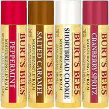 Burt's Bees Christmas Gifts, 4 Lip Balms Stocking Stuffers Products, Festive Fix Set - Peppermint, Salted Caramel, Cranberry Spritz & Shortbread Cookie (4-Pack)